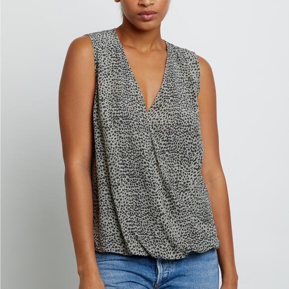 Rails Rose Olive Lynx Faux Wrap Tank Top Blouse Size Medium - Picture 1 of 6